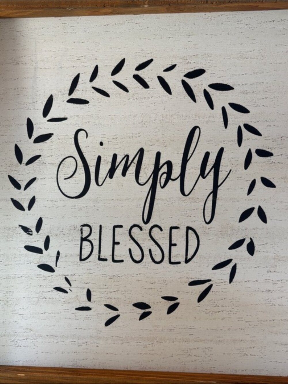 NWT-Ashland Simply Blessed Wall Sign - Black on White with Wood Frame